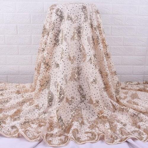Zhenguiru 2020 Sequins Lace Fabric High Quality African Lace Fabric Embroidery Nigeria Fabric For Women Wedding And Party A2096