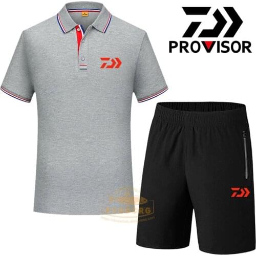 Summer DAWA Fishing Suit Outdoor Fishing Lapel POLO T-shirt DAIWAFishing Short-sleeved T-shirt Fishing T-shirt Fishing Shorts
