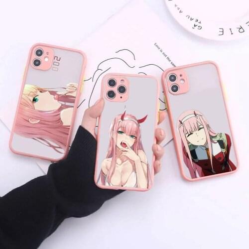 Cute Anime Zero Two Darling In The FranXX Phone Case for IPhone 11 Pro 12 XS MAX XR 7 SE2 8 Plus Hard PC Cover Matte Coque Funda