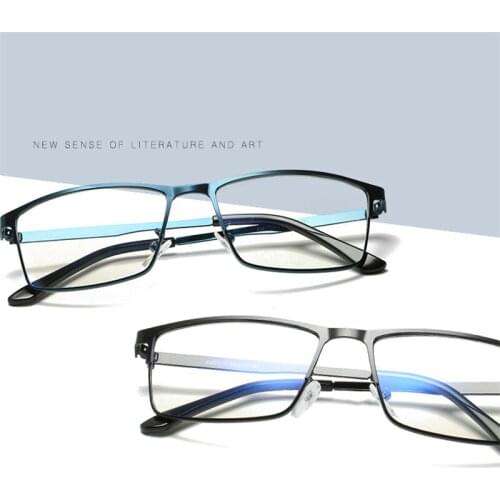 Phone Square Anti Gamma Ray Blue Light Blocking Metal Glasses Computer Men Frame