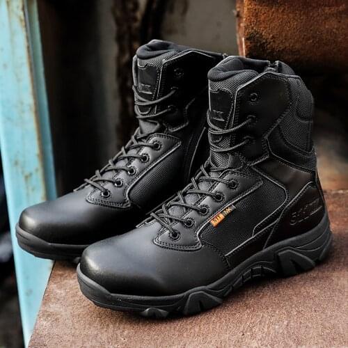 Hot Sale Military Tactical Boots Men Special Force Leather Waterpfoof Desert Combat Ankle Boots Men Army Work Shoes Plus Size 47