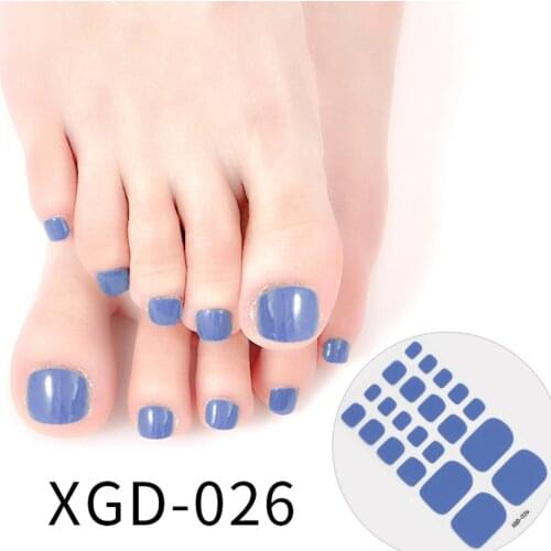 Toe Nail Gel Sticker Summer Style Solid Color Toenail Tip Press On Manicure Full Wrap Set Nail Art Supplies Foot Decal for Women