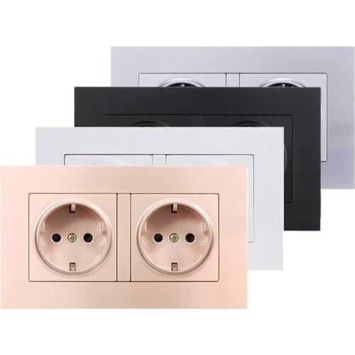 Wall Power Dual Socket Plug 16A EU Standard Wall Power Socket Outlet Household PC Plastic Electrical Double Outlet 146mm*86mm