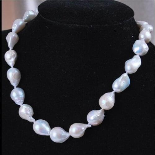 Charming!13-18mm Baroque White Pearl Necklace 18" 36"