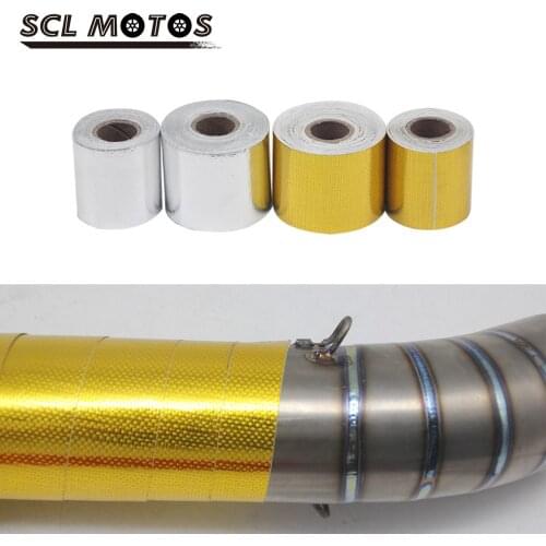 SCL MOTOS 1Roll 5m 10m 15m Fire-retardant Belt Motorcycle Link Pipe Thermal Insulation Band Exhaust Heat Wrap Heat Shield Tap