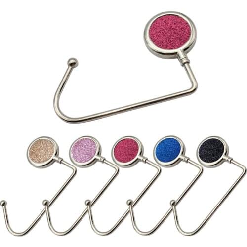 Creative Portable Metal Foldable Bag Purse Hook Handbag Hanger Purse Hook Handbag Holder Shell Bag Folding Table Hook 15 Colors
