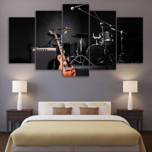 HD Printed 5 piece canvas painting music guitar drum instruments band posters and prints wall art NR-061