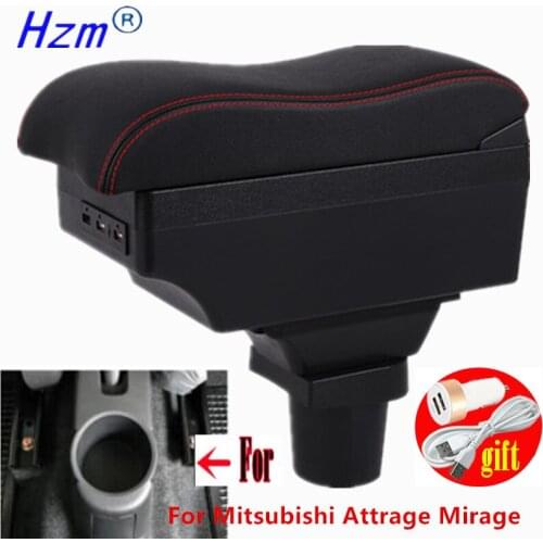 For Mitsubishi Attrage Mirage Armrest box Interior special Retrofit parts Center Car Armrest box Center Storage box USB LED