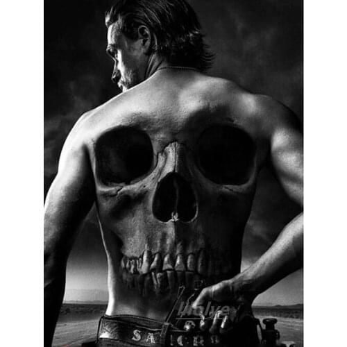 Full Square Round Crystal Mosaic DIY 5D Diamond Painting Skull man Diamond Embroidery Portrait Pictures Home Decoration Art DF65