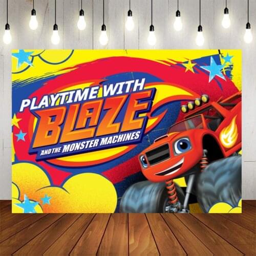 Hot Cartoon Blaze Monster Machines Party Photo Background Blaze Cars Colorful Wallpaper Happy Birthday Baby Shower Backdrops