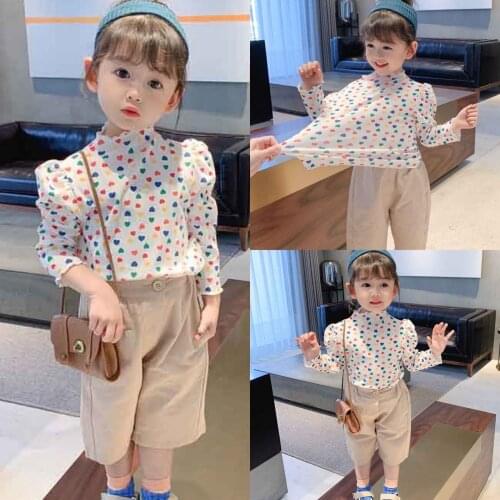 Hot Sale Children Colorful Love Bottoming Shirt Girl Long-sleeved Shirt 2-6 Years Old Children Clothing