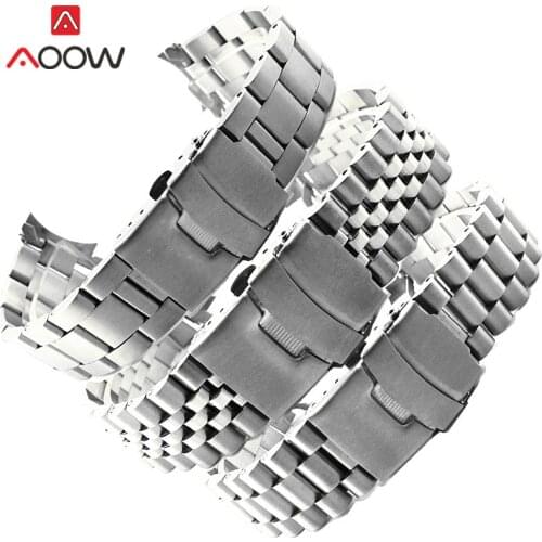Stainless Steel Band Strap 20mm 22mm Seamless Folding Buckle Diving Men Sport Replacement Bracelet Watch Accessories for Seiko