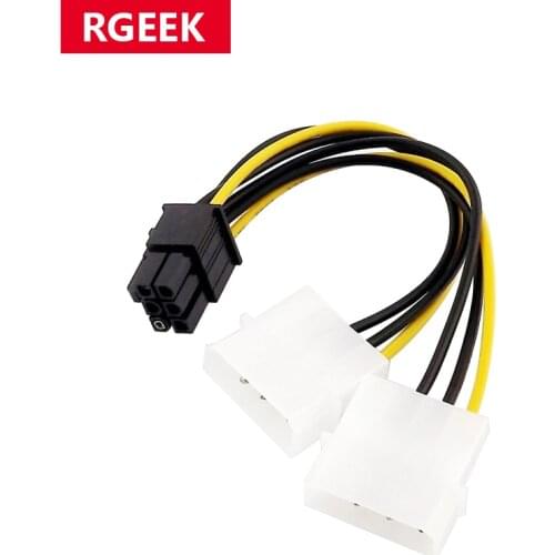 18awg Dual 4 Pin Molex to 6 Pin PCI-E Power Supply Converter Adapter Connector Y Splitter Cable Cord