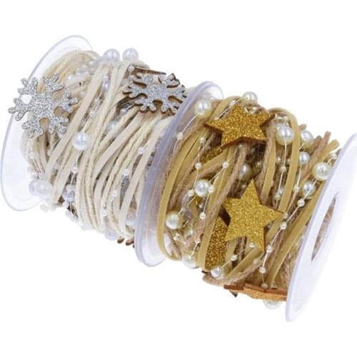 Christmas Ribbon Christmas Decoration for Home Star Bead Chain Ribbon DIY Accessories Christmas Tree Decor Navidad New Year Gift