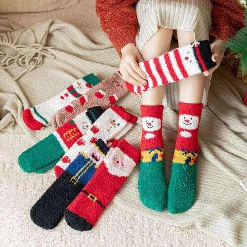 Christmas 2020 Cute Xmas Winter Thick Thermal Women New Years Socks With Print Warm Rainbow Clothes Ggifts Smileys Cartoon