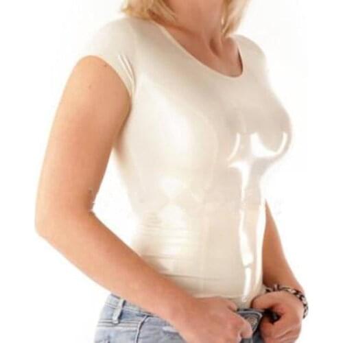 Sexy Women Latex White Shirts Suit Top Fetish