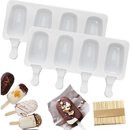 4/8 Cell Magnum Silicone Mold Silicone Ice Cream Mold Popsicle Molds DIY Ice Cream Mould Ice Pop Maker Mould with Sticks