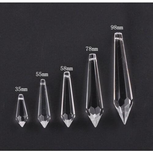 Bicone Prism Teardrop Faceted Crystal Glass 35mm 52mm 58mm 78mm 98mm Loose Pendant for DIY Crafts Jewelry Making