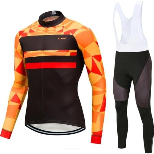 CAWANFLY Pro Team Cycling Jersey Long Sleeve Bike MTB Jersey Bib Pants Suit Quick Dry Breathable Racing Bicycle Clothing