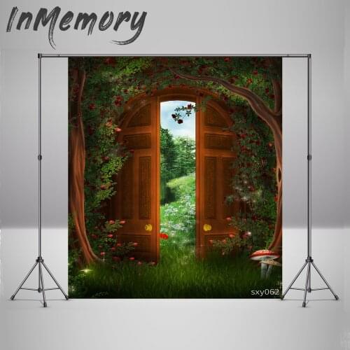 Photography Backdrop Forest Garden door Grass Background for birthday party Photocall Photozone Vinyl