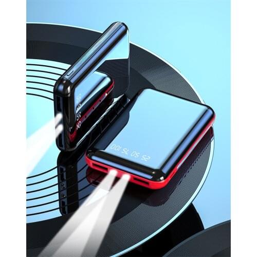 Mini 20000mAh Power Bank Dual USB Mirror Screen Powerbank for iPhone 11 Pro Samsung S8 Xiaomi Portable Charger External Battery