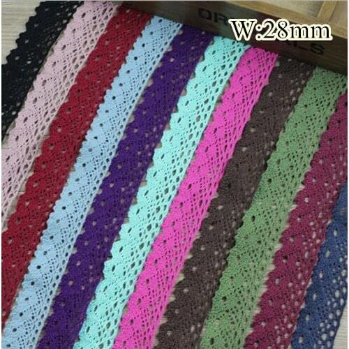 11 colors 28mm x10yard Cotton net Lace trim Handicrafts 1.1'' Embroidered Ribbon garment accessory DIY sewing free shipping HOT