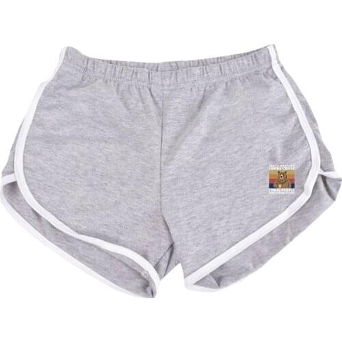 Women Short Bear Drinking Appliques Summer Casual Daily Cotton Loose Yoga Sports Pant