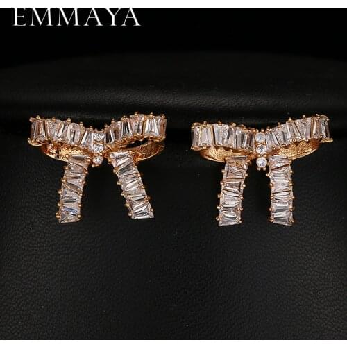 Emmaya New Bowknot Earrings AAA Cubic Zirconia Brincos Bar Setting Earrings For Women Fashion Jewelry Cocktail Gift