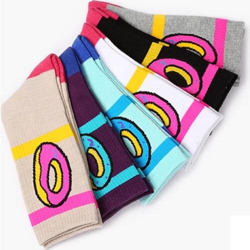 1Pair Odd Future Socks Donut Graphic Men Women Socks Cute Dot Cotton Long Socks Novelty Striped Skateboard Socks