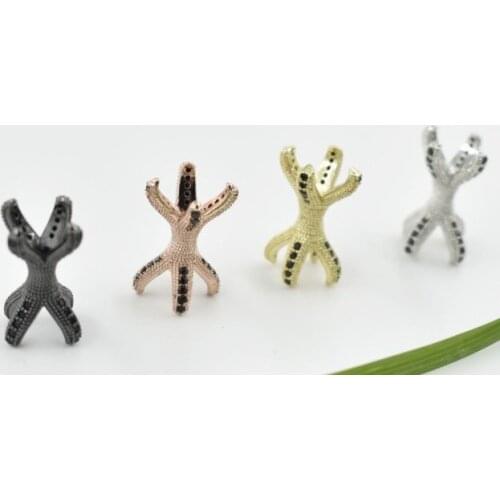 10mm Skeleton Skull crystal micro pave cz zircon cubic zirconia beads copper silver gold plated bracelet accessories xg343