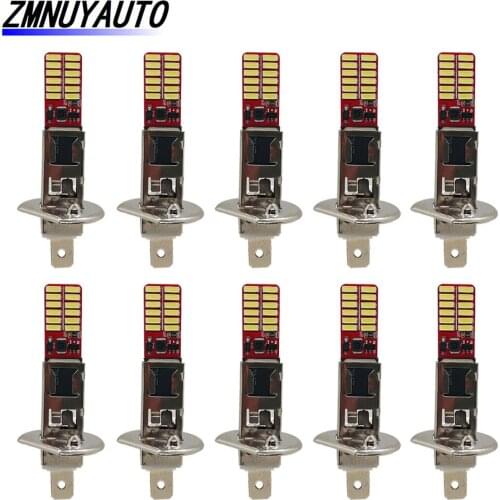 10PCS LED Lamp H1 Fog Lights 24SMD 4014 Super Bright White Auto Led H3 Car DRL Driving Day Running Light Bulbs 12V