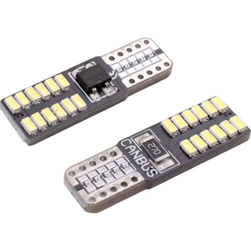 100pcs W5W 24led 3014smd LED No OBC Error 194 168 W5W T10 LED Interior Instrument Light bulb lamp super White 12v