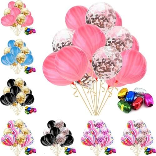 15pcs/set MIX 12inch Agate Color Latex Confetti Balloon Set Wedding Baby Shower Kids Birthday Party Festival Decor Ballons