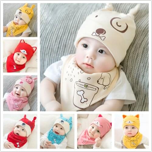 2021 new baby hat newborn baby hat spring and autumn men and women baby hat scarf set soft baby toddler hat hat