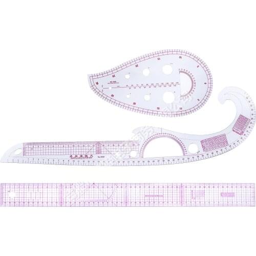 3PCS Sewing Tailor French Curve Rulers Drawing Line Measure Clothing Patchwork DIY Craft Tools Patchwork Ruler for Tailor