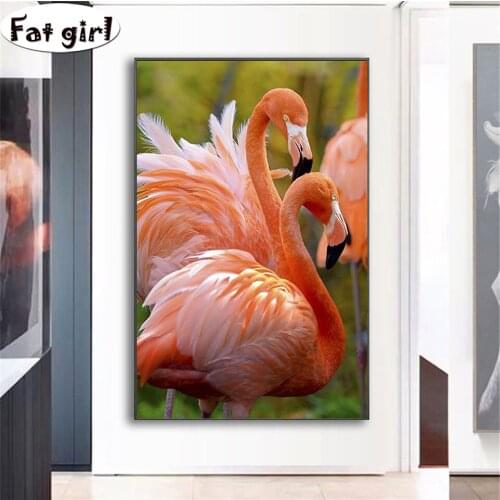 DIY Diamond Painting Flamingo Round drill Animal 5D Diamond Embroidery Rhinestone Picture square Diamond Mosaic Home furnishings