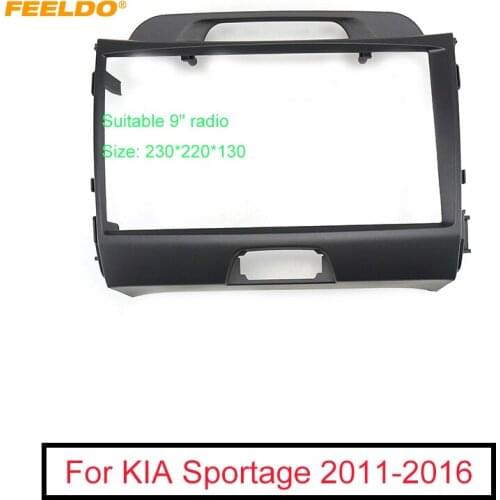 FEELDO Car Radio Audio 2DIN 9" Big Screen Fascia Frame Adapter For KIA Sportage 11-16 DVD Player Dash Fitting Panel Frame Kit