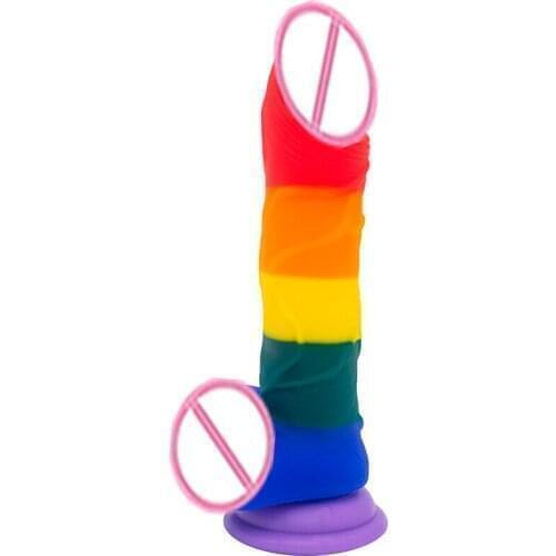 Rainbow Colorful Dildo Customized Female Masturbator Artificial Vagina Ultra Soft Realistic Penis Silicone Dildos For Women