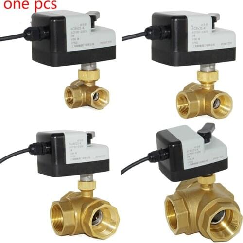 AC100-230V AC DC9-30V Electric Motorized ball valve 2-wire control normally open normally closed 3-way brass valve DN15-DN40
