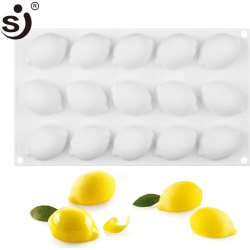 15 Grid Lemon shape Mold Silicone Bakery Baking Pan Non-Stick Maker Home DIY Handmade Dessert Molde Kitchen Decoration Mould
