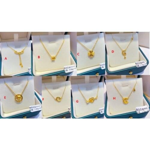 HX 24K Pure Gold Necklace Real AU 999 Solid Gold Chain Brightly Simple Upscale Trendy Classic Fine Jewelry Hot Sell New 2020