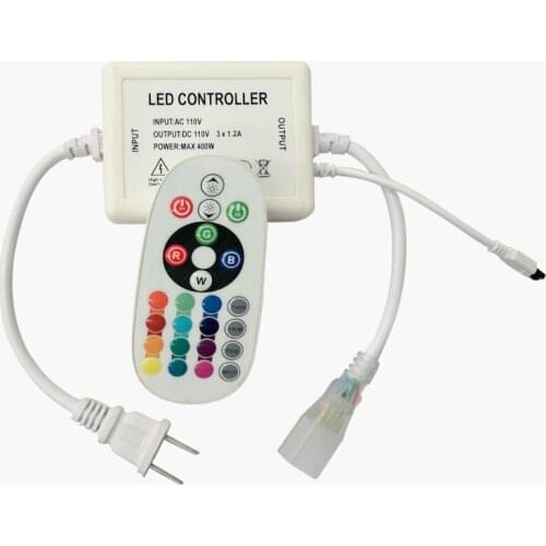LED RGB IR Remote Controller AC 110V RGB Strip Controller 24 Keys 16 Colors 400W Wireless Neon Light Strips Controller US Plug
