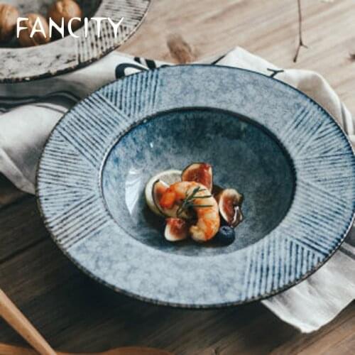FANCITY European-style creative ceramic straw hat plate thick soup plate soup bowl western tableware dinner plate pasta plate f