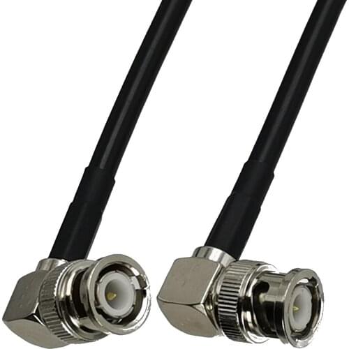 1pcs RG58 BNC Male Plug Right Angle to BNC Male Plug Right Angle RF Coaxial Connector Pigtail Jumper Cable New 6inch~5M