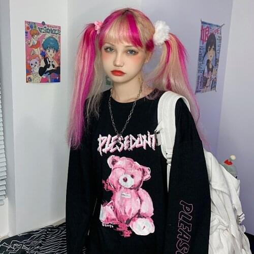 Korea Ulzzang Autumn Plus Size Cartoon Harajuku Punk big Size Long Sleeve Hip Hop Casual Vintgae Loose New ins Women Sweatshirt