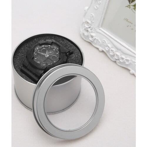 Round Metal Jewelry Wrist Watch Display Box Storage Organizer Case With Cushion1