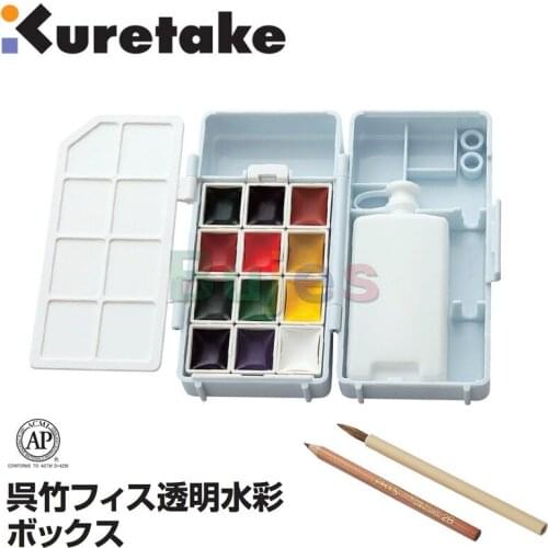 Kuretake Watercolor Paint Set, 36 Colors In Pocket Box with Metal Ring and Watercolor Brush, Perfect for Students