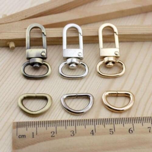 10Pcs 12mm Inner Size Brass Swivel Lobster Clasps & 10 Pcs D ring