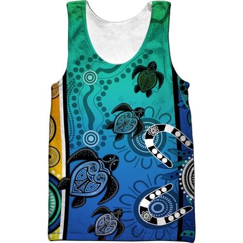 Summer Tops 3D All Over Printed Fashion Vest Aboriginal Turtle Pattern Sun Painting Art shirts Sleeveless streetwear