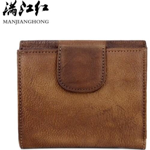 Men 100% Genuine Leather Wallets Male Short Small Pocket Coin Purse Brand Handmade Boy New Fashion Coffee Business Bags 1639